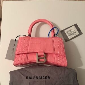 Balenciaga Pink Croc-Embossed Handbag